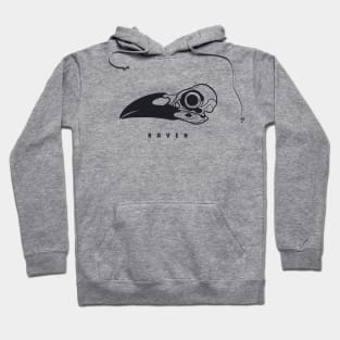 Silhouette of raven's skull  in black ink Hoodie